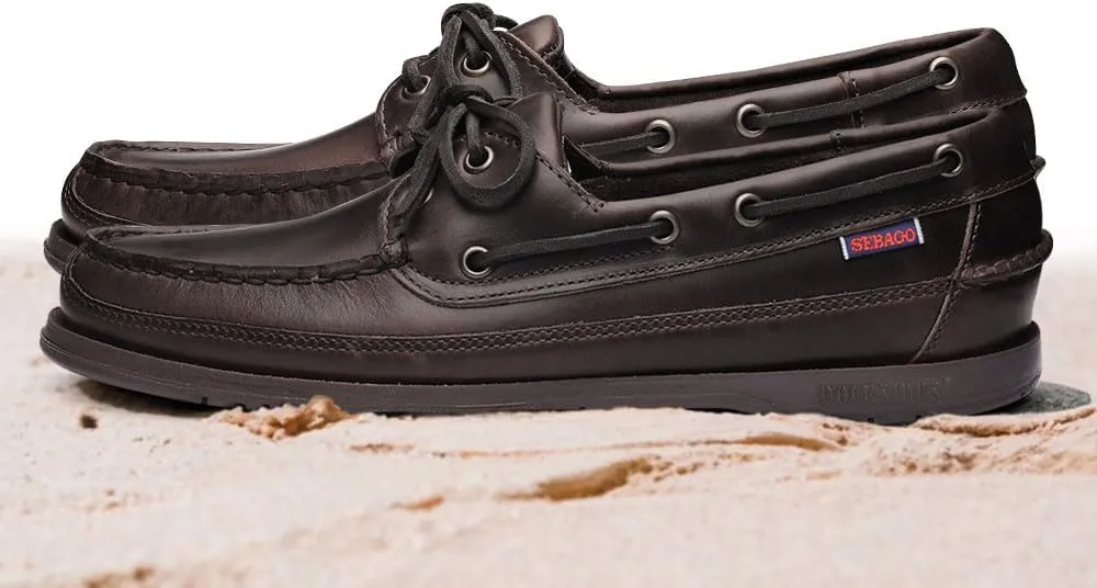 Sebago Schooner Waterproof Boat Shoes - Leather Moccasins for Men Featuring 360-Degree Rawhide Lacing and Non-Marking Slip-Resistant Soles