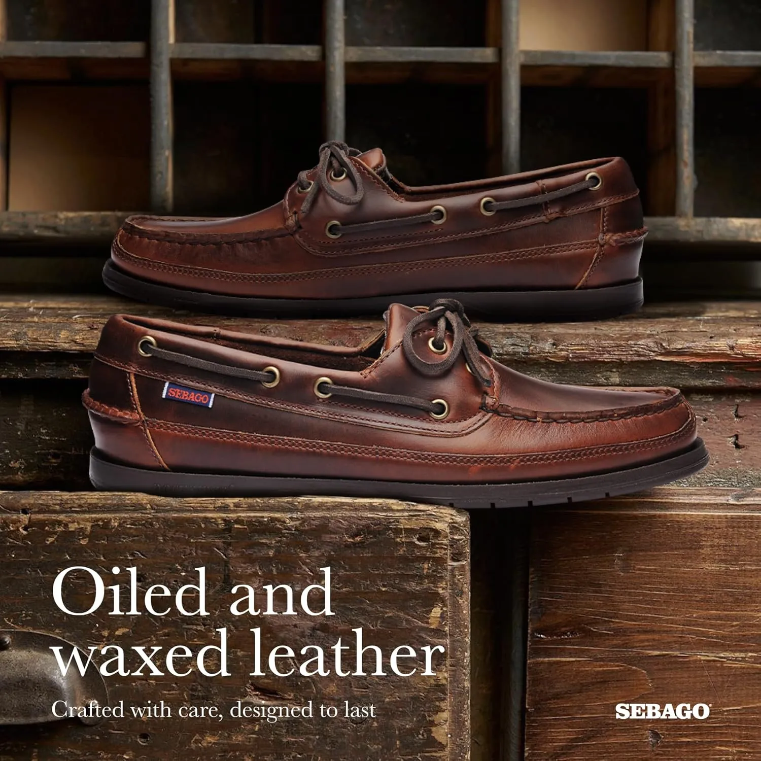 Sebago Schooner Waterproof Boat Shoes - Leather Moccasins for Men Featuring 360-Degree Rawhide Lacing and Non-Marking Slip-Resistant Soles