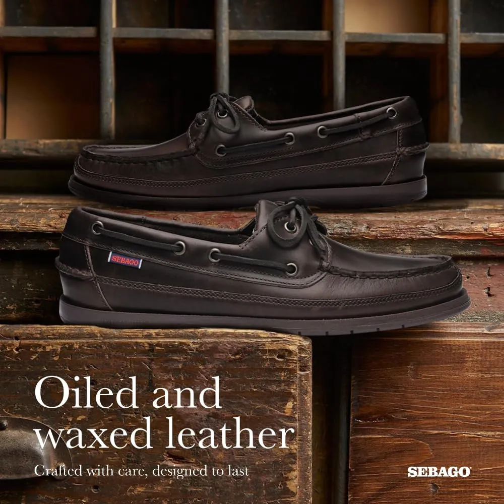 Sebago Schooner Waterproof Boat Shoes - Leather Moccasins for Men Featuring 360-Degree Rawhide Lacing and Non-Marking Slip-Resistant Soles