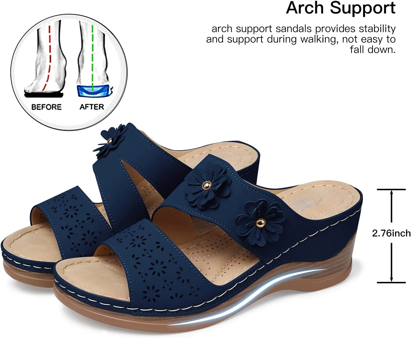 SHIBEVER Wedge Sandals for Women Hollow Out Slip On Platform Wedge Sandals Summer Casual Walking Shoes