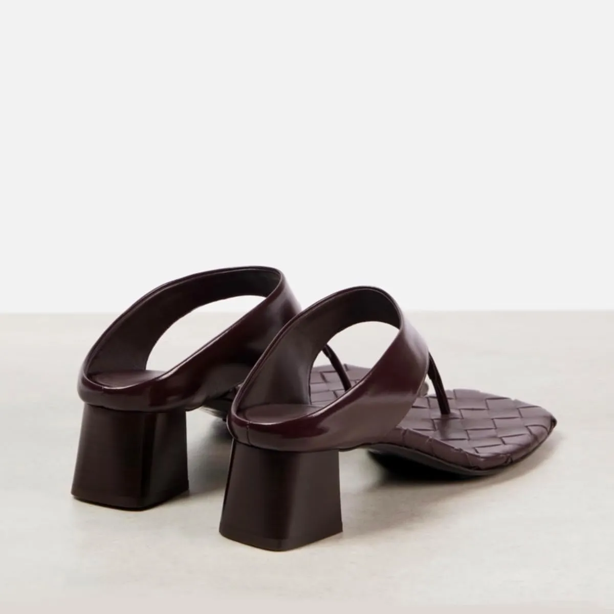 SHODENSE Women Fashion Chunky Block Heel Flip-Flop Mules Square Open Peep Toe Thong Sandals Mid Heeled Braided Metallic Slide Mule Clogs T-Strap Backless Summer Slippers Vintage Office Work 4-11 M US