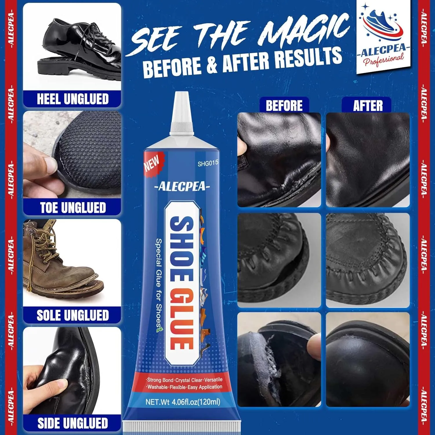 Shoe Glue Sole Repair Kit, Shoe Repair Adhesive, Super Glue for Sneakers, Boots, Leather, Handbags, Soles, Heels