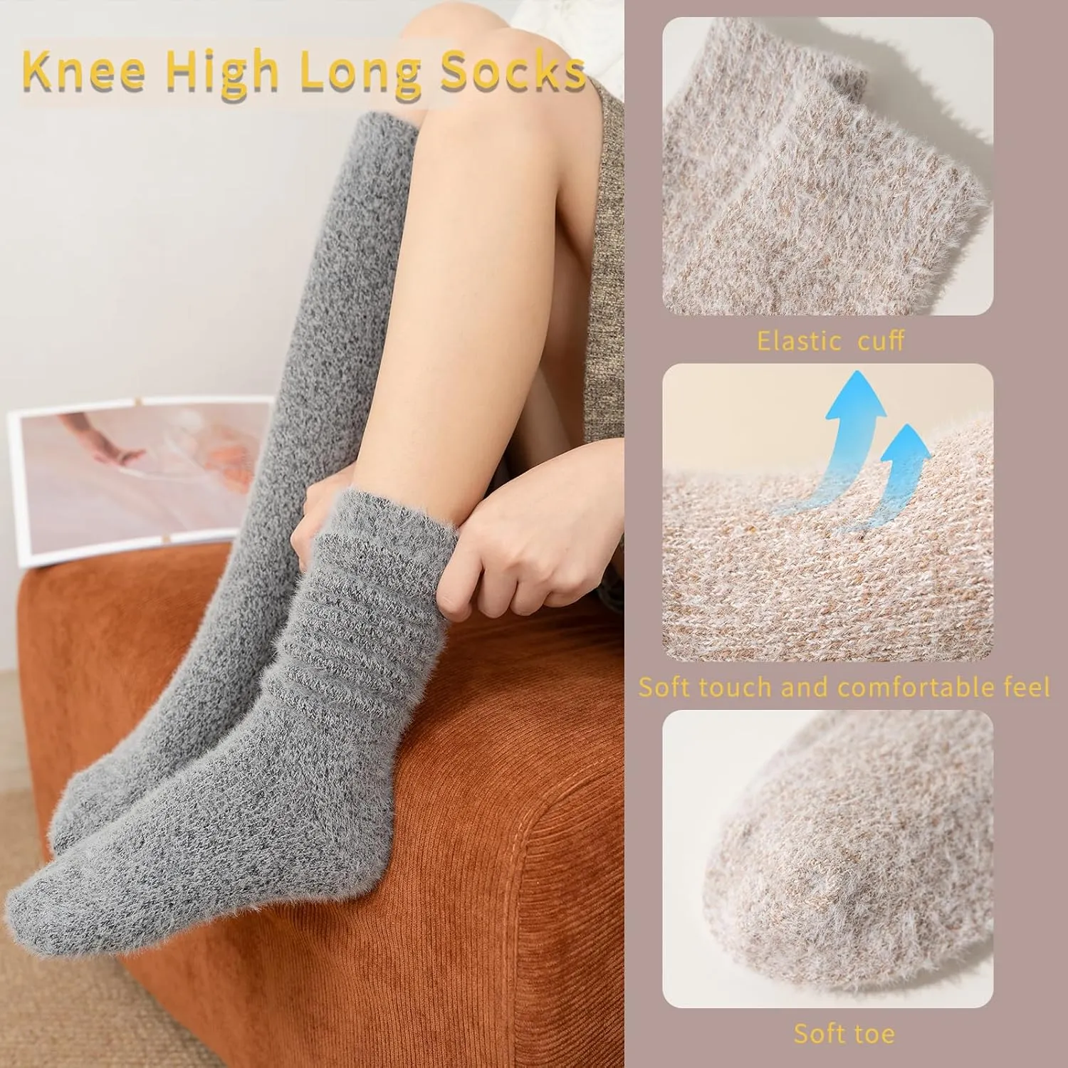 SISOSOCK 5 Pairs Fuzzy Soft Cozy Comfortable Socks for Women, Casual Sleep Comfy Socks, Perfect Warm Winter Gifts for Women
