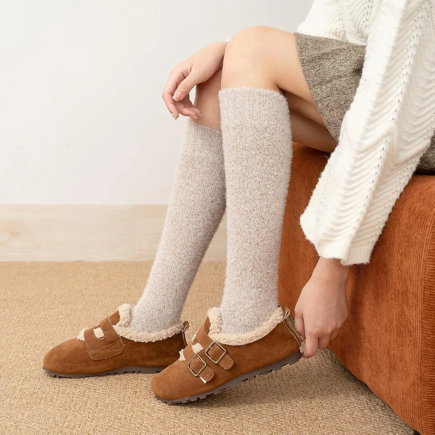 SISOSOCK 5 Pairs Fuzzy Soft Cozy Comfortable Socks for Women, Casual Sleep Comfy Socks, Perfect Warm Winter Gifts for Women