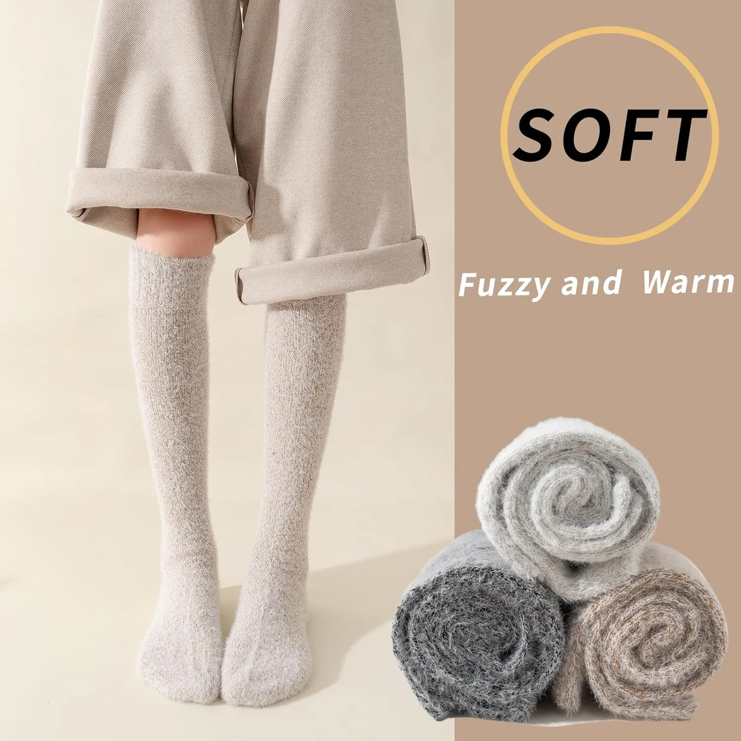 SISOSOCK 5 Pairs Fuzzy Soft Cozy Comfortable Socks for Women, Casual Sleep Comfy Socks, Perfect Warm Winter Gifts for Women