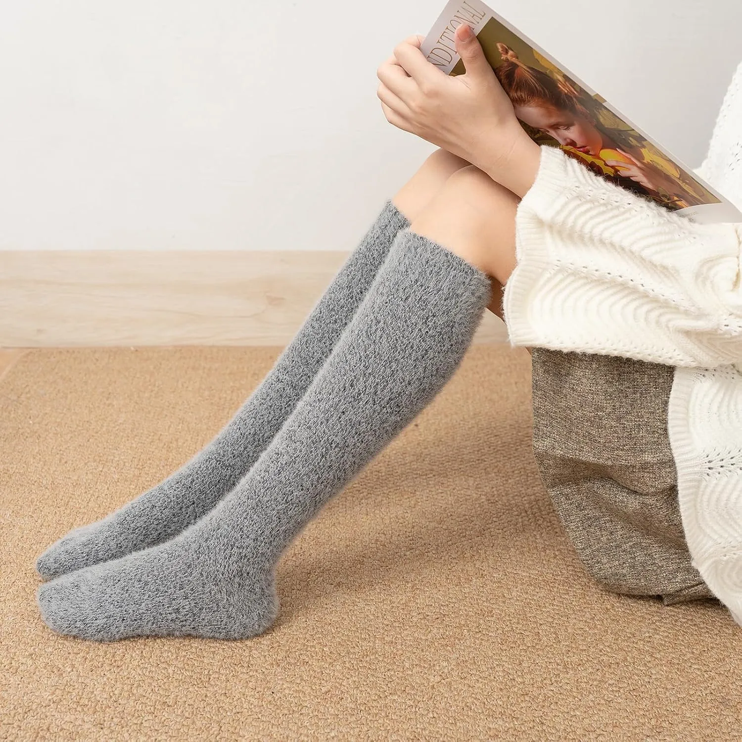 SISOSOCK 5 Pairs Fuzzy Soft Cozy Comfortable Socks for Women, Casual Sleep Comfy Socks, Perfect Warm Winter Gifts for Women