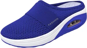 Slip On Mules for Women 2025 Breathable Mesh Orthopedic Slippers for Women with Arch Support Air-Cushion Open Back Walking Shoes Indoor Outdoor Casual Non Slip Diabetic Closed Toe Slides