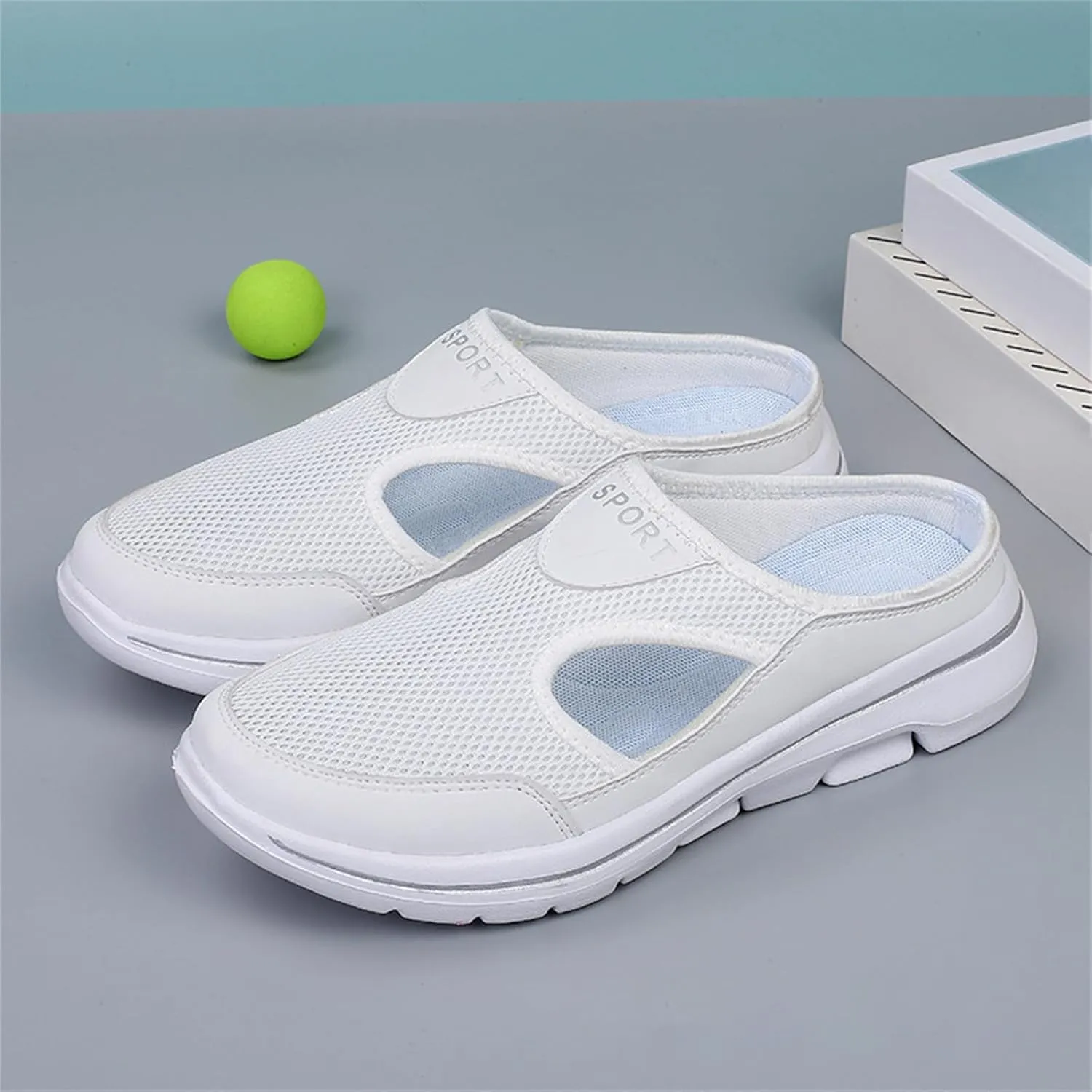 Slip On Mules for Women Summer Arch Support Orthopedic Sandal Mesh Hollow Out Breathable Comfort Sports Sandals Closed Toe Slippers Slip-On Walking Shoes Outdoor Casual Non Slip Sandals