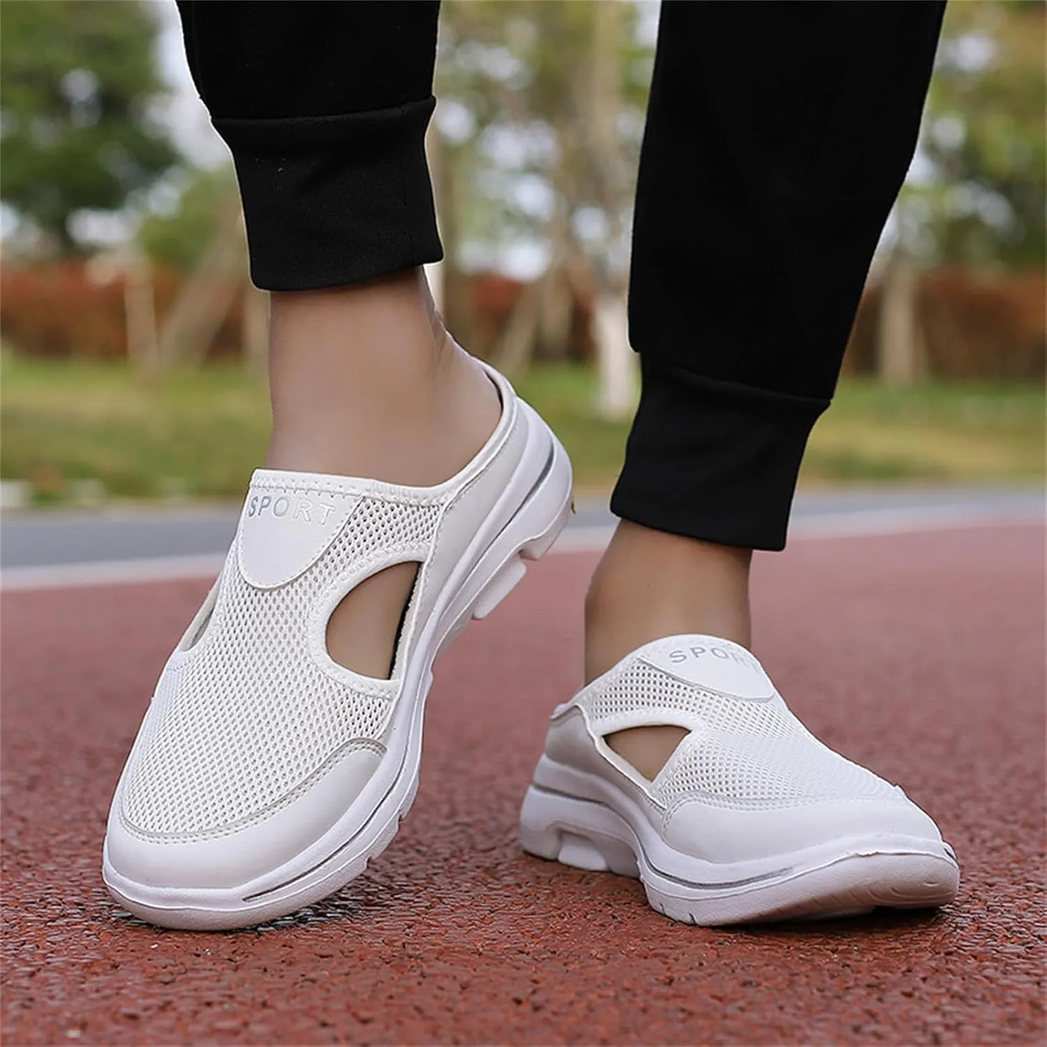Slip On Mules for Women Summer Arch Support Orthopedic Sandal Mesh Hollow Out Breathable Comfort Sports Sandals Closed Toe Slippers Slip-On Walking Shoes Outdoor Casual Non Slip Sandals