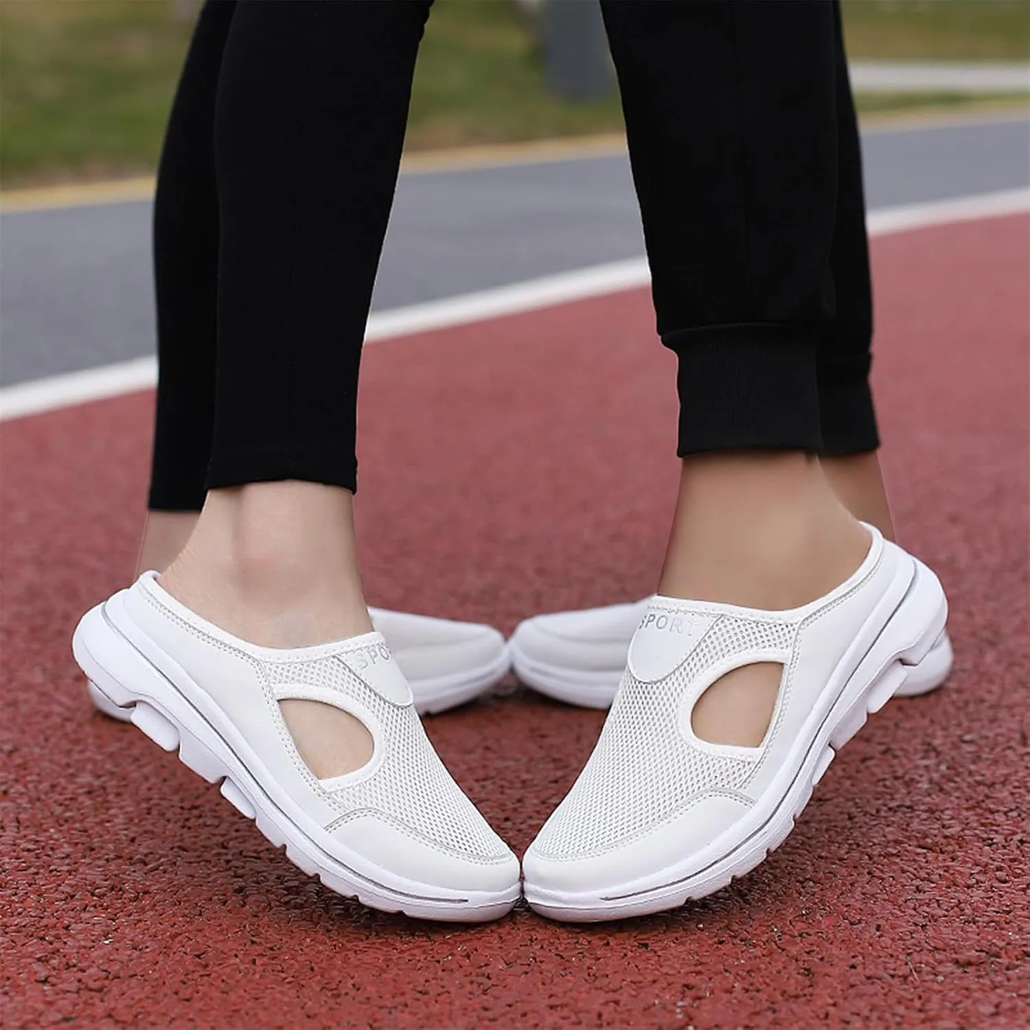 Slip On Mules for Women Summer Arch Support Orthopedic Sandal Mesh Hollow Out Breathable Comfort Sports Sandals Closed Toe Slippers Slip-On Walking Shoes Outdoor Casual Non Slip Sandals