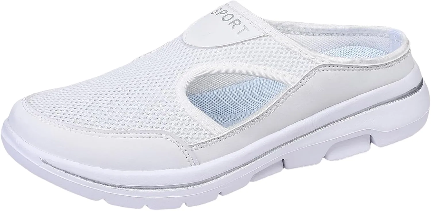Slip On Mules for Women Summer Arch Support Orthopedic Sandal Mesh Hollow Out Breathable Comfort Sports Sandals Closed Toe Slippers Slip-On Walking Shoes Outdoor Casual Non Slip Sandals