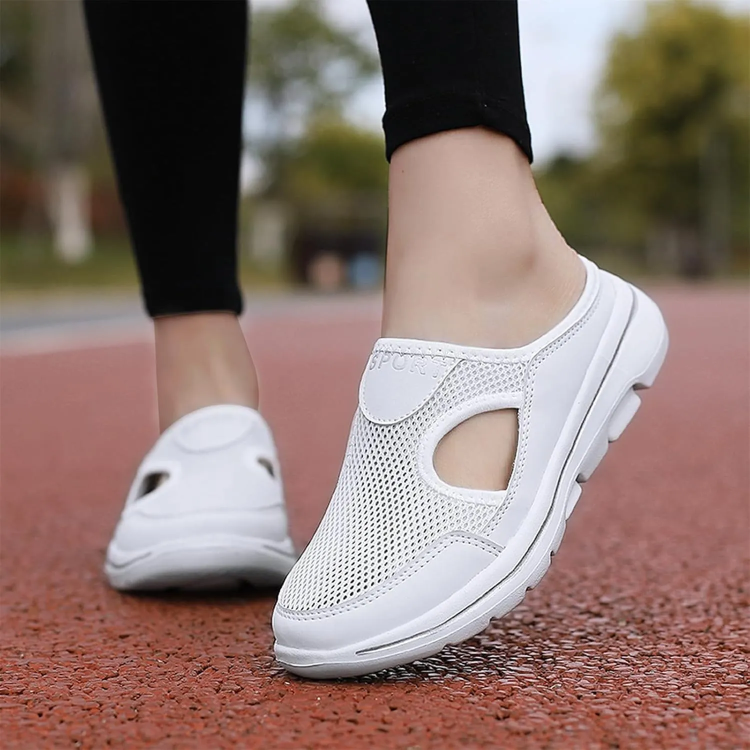 Slip On Mules for Women Summer Arch Support Orthopedic Sandal Mesh Hollow Out Breathable Comfort Sports Sandals Closed Toe Slippers Slip-On Walking Shoes Outdoor Casual Non Slip Sandals