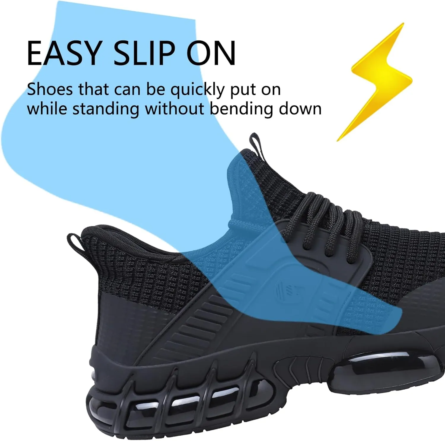 Slip On Steel Toe Shoes for Men Work Safety Sneakers Comfortable Indestructible Industrial Construction Footwear