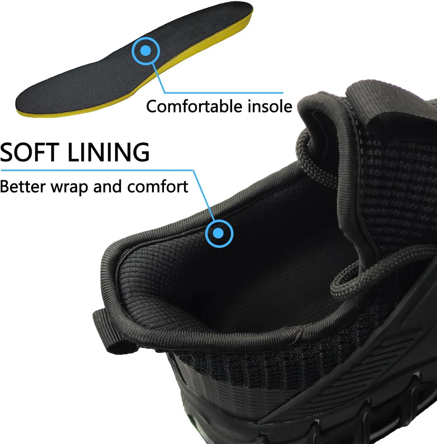 Slip On Steel Toe Shoes for Men Work Safety Sneakers Comfortable Indestructible Industrial Construction Footwear