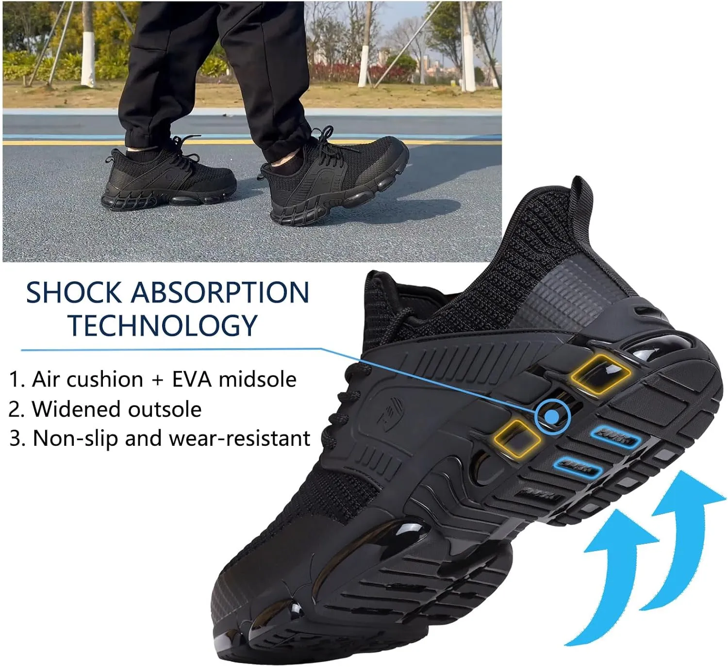 Slip On Steel Toe Shoes for Men Work Safety Sneakers Comfortable Indestructible Industrial Construction Footwear