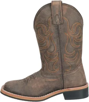Smoky Children's Leroy Embroidered Vintage Western Cowboy Boots - Chocolate