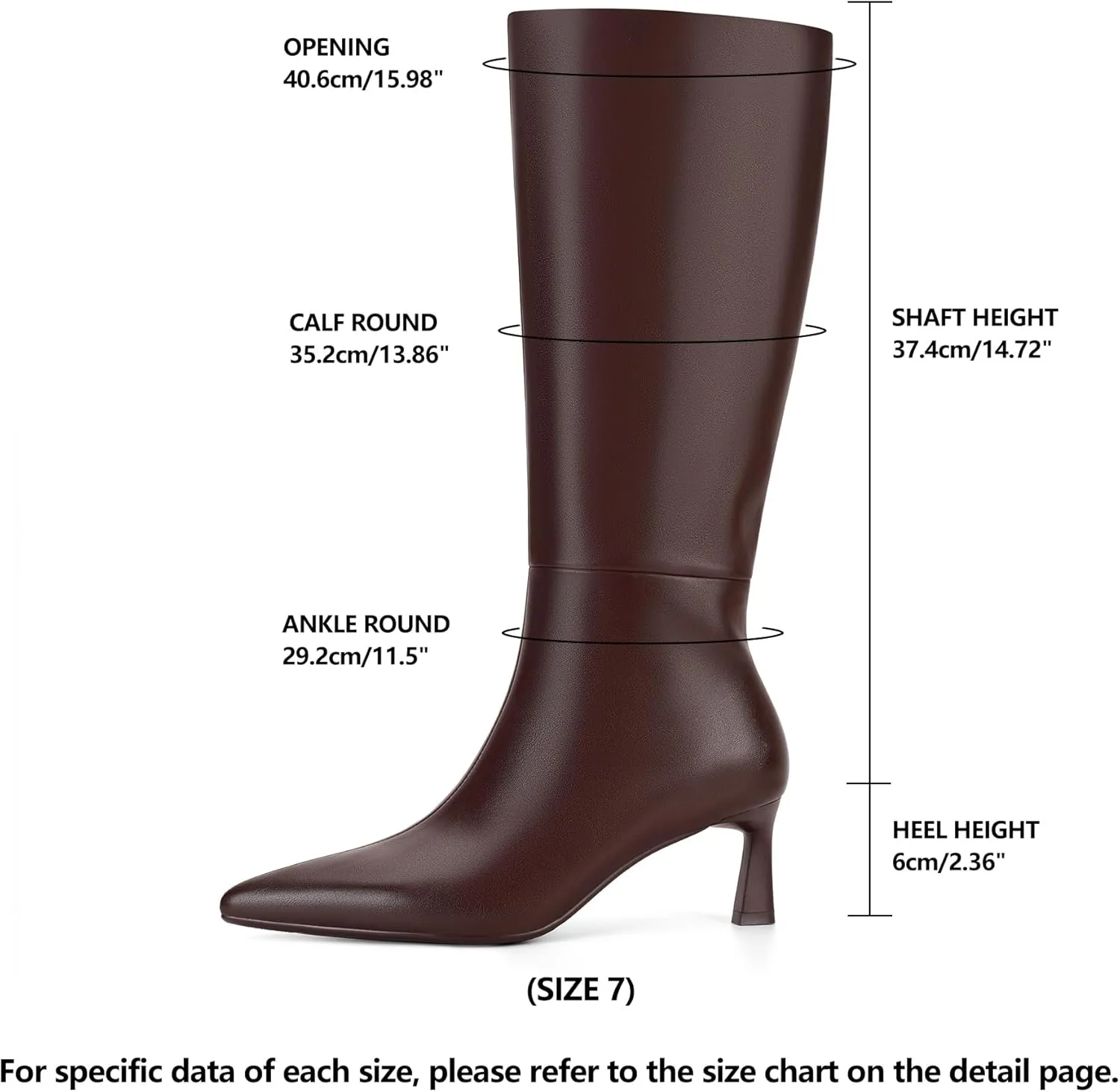 SOVANYOU Kitten Heel Knee High Boots for Women Pointed Toe Tall Boots Wide Calf Boots with Pull-on Style
