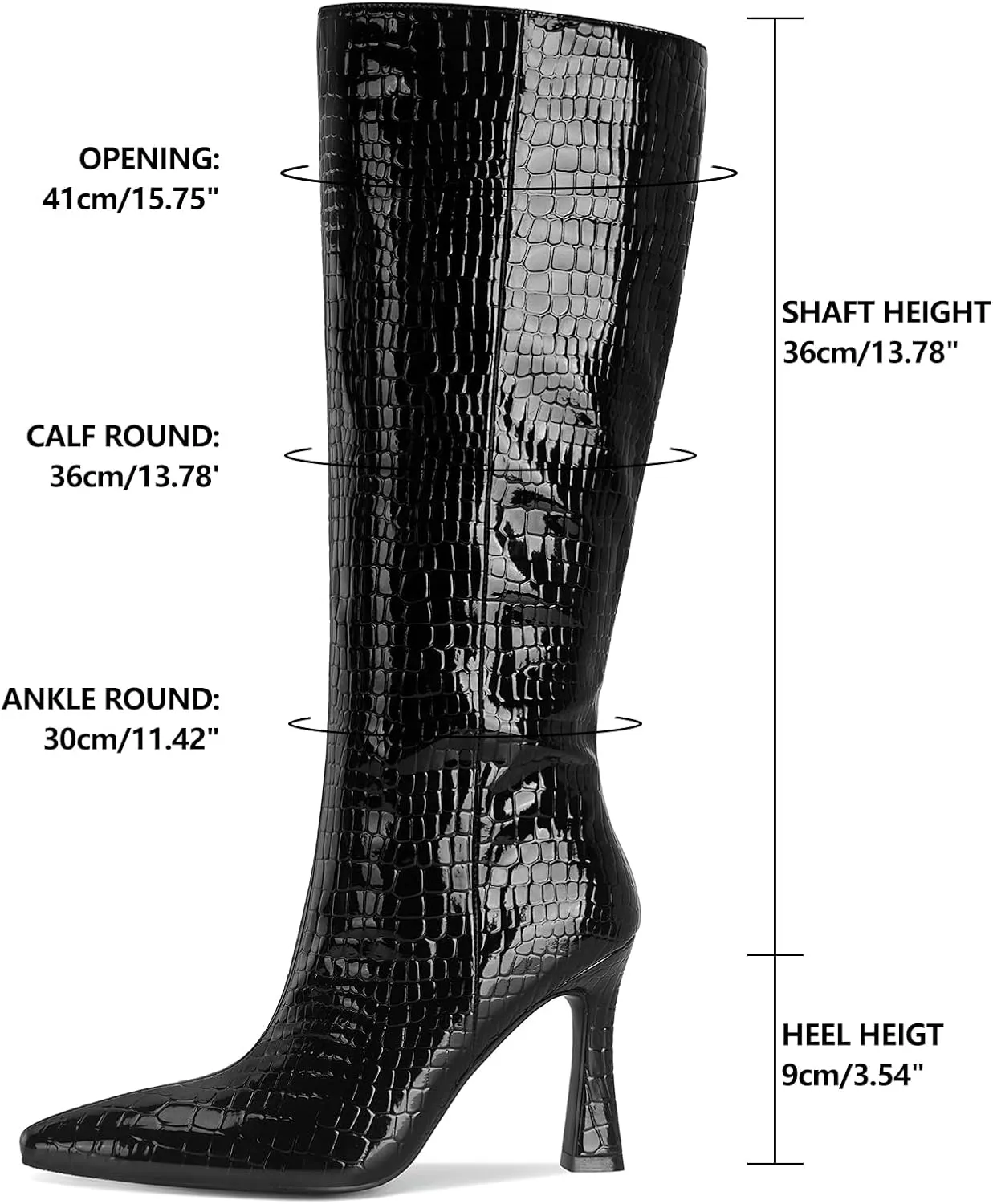SOVANYOU Kitten Heel Knee High Boots for Women Pointed Toe Tall Boots Wide Calf Boots with Pull-on Style