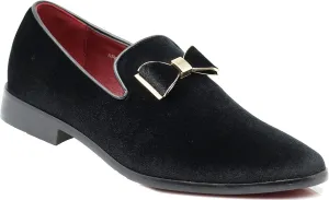SPK23 Men's Vintage Bow Tie Velvet Dress Loafers Slip On Fashion Shoes Classic Tuxedo Formal Shoes