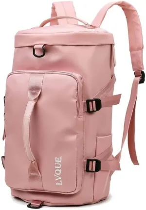 Sports Duffel Bag for Men and Women Shoulder and Crossbody Gym Bag for Short Trips Waterproof Travel Luggage Tote (Pink)