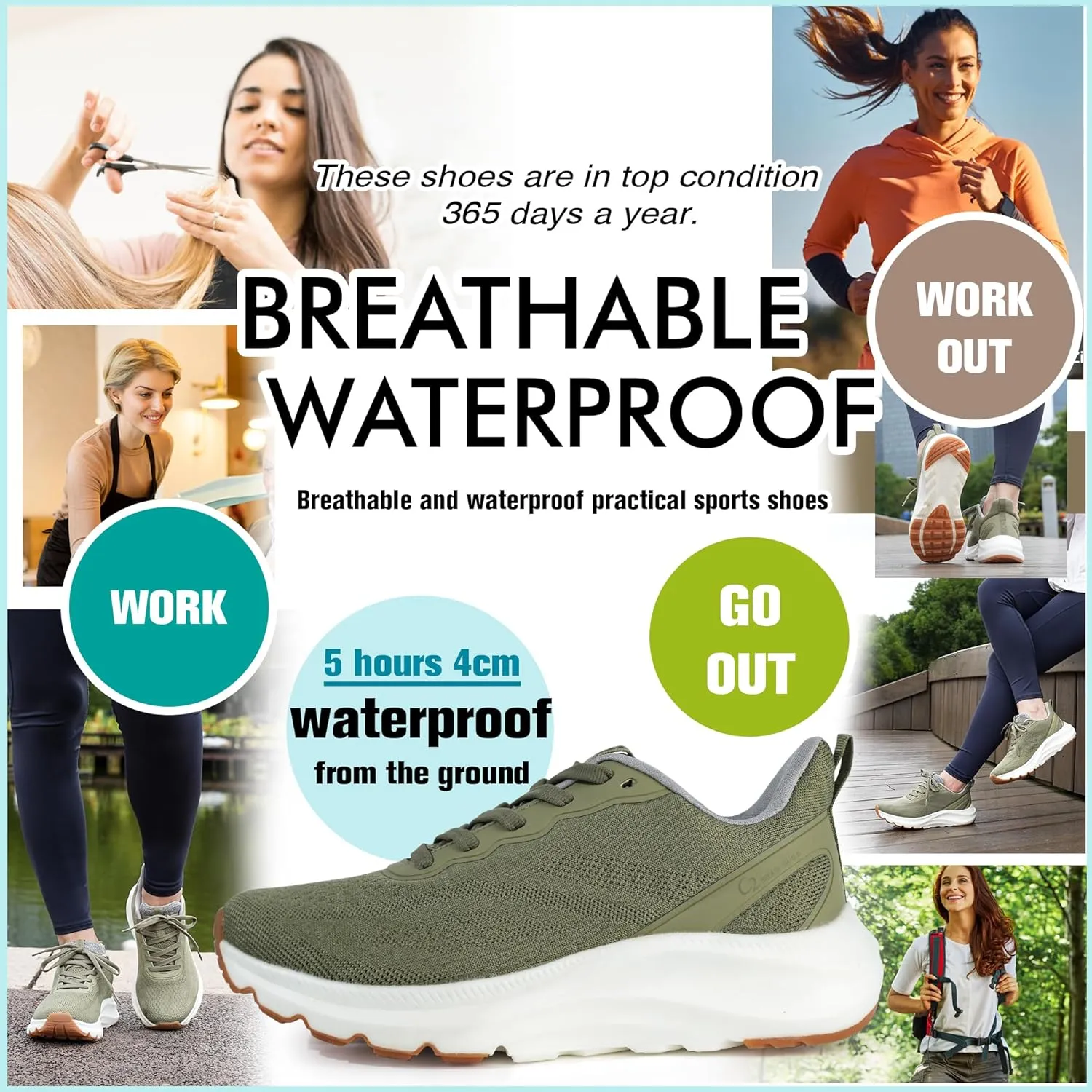 starmerx Women's Waterproof Breathable Utility Sneakers Lightweight Slip-Resistant Walking Shoes for All-Day Comfort