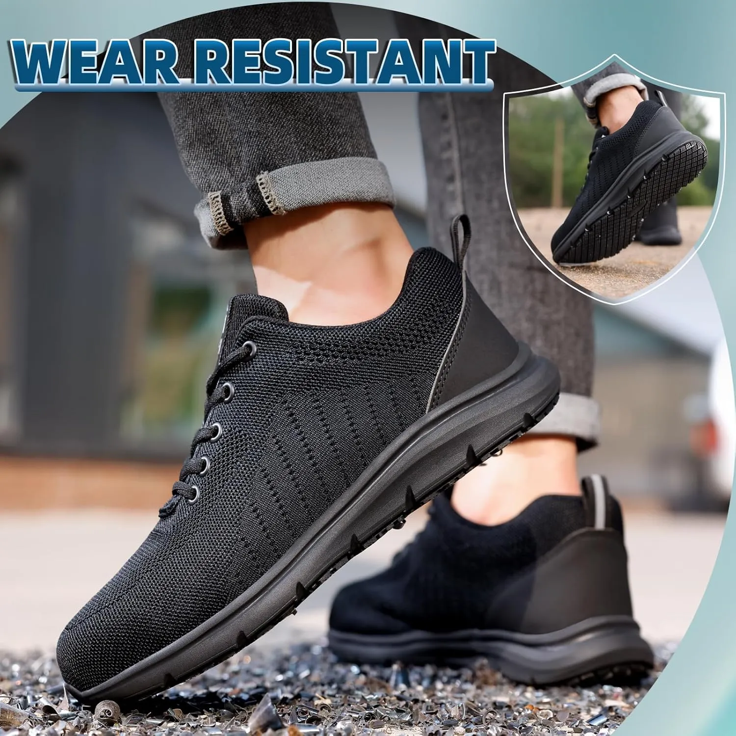 Steel Toe Shoes for Men Lightweight Work Shoes Construction Industrial Work Tennis Shoes Safety Shoes Comfortable Steel Toe Sneakers for Men Women