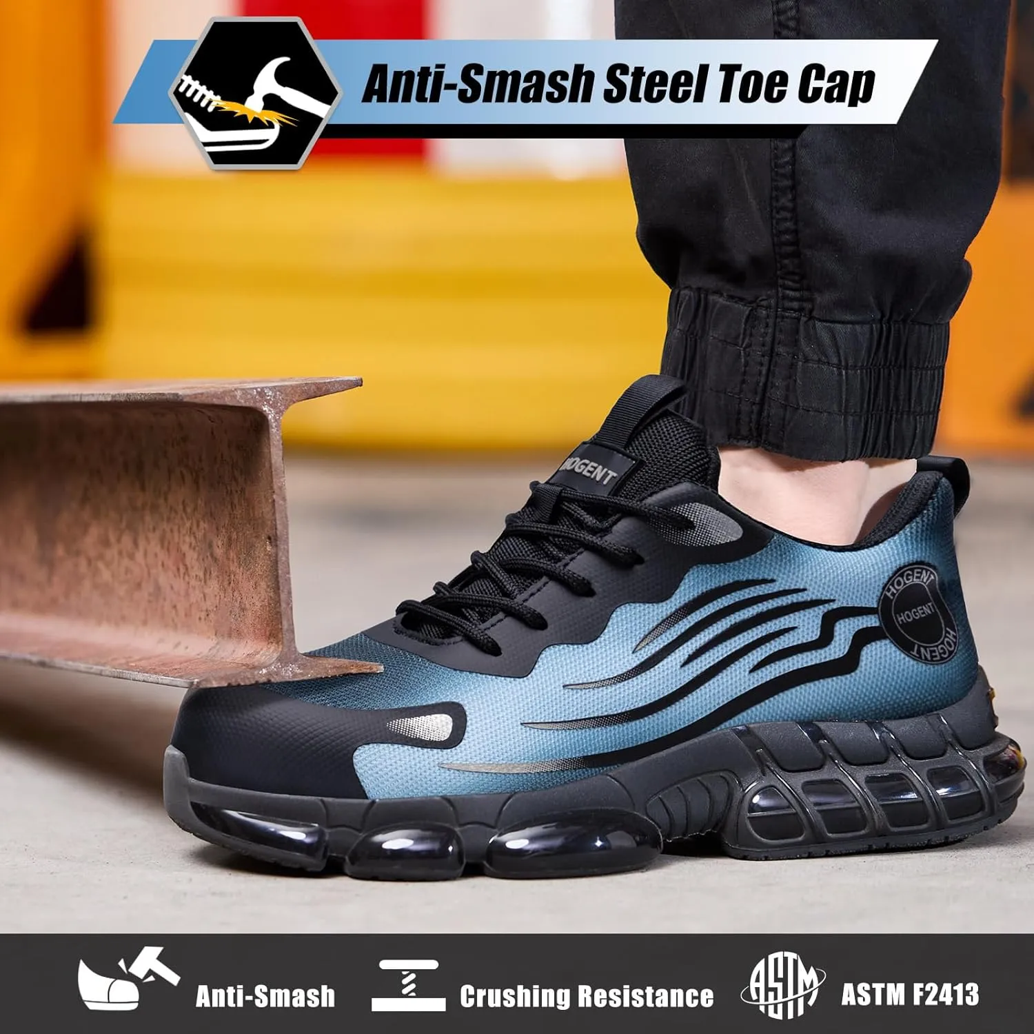 Steel Toe Shoes for Men Women Composite Toe Work Sneakers Indestructible Safety Tennis Shoes Lightweight Breathable Construction Sneakers Puncture Proof Air Cushion Ergonomic Design