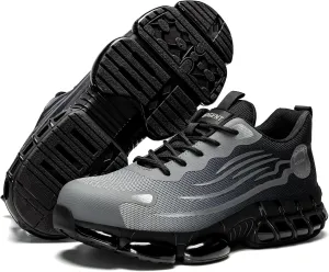 Steel Toe Shoes for Men Women Composite Toe Work Sneakers Indestructible Safety Tennis Shoes Lightweight Breathable Construction Sneakers Puncture Proof Air Cushion Ergonomic Design