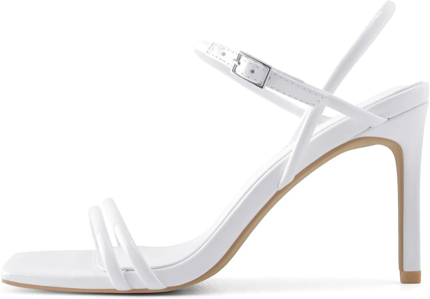 Strappy Heels for Women Stiletto High Heeled Sandals Square Open Toe Ankle Buckle Strap Dress Wedding Party shoes
