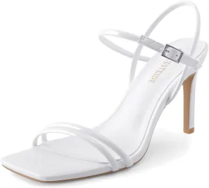 Strappy Heels for Women Stiletto High Heeled Sandals Square Open Toe Ankle Buckle Strap Dress Wedding Party shoes