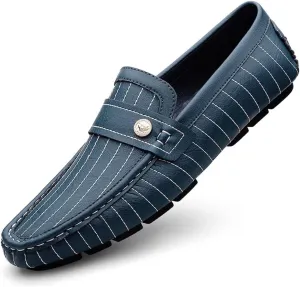 Succttssful Men's Leather Flat Loafers for Driving - Fashion Boat Shoes Slip On Walking Boat Shoes Casual Shoes for Travelling