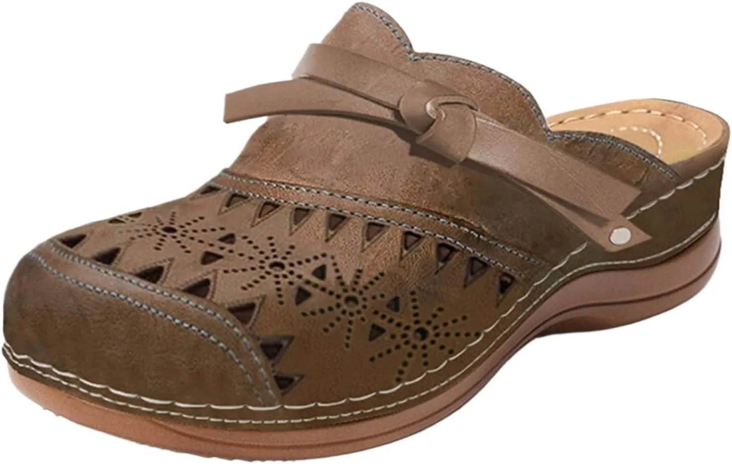 Summer Mules for Women Lightweight Breathable Mesh Walking Clogs Comfortable Non Slip Orthopedic Shoes with Arch Support Dressy Closed Toe Slip On Slippers Casual Open Back Shoes