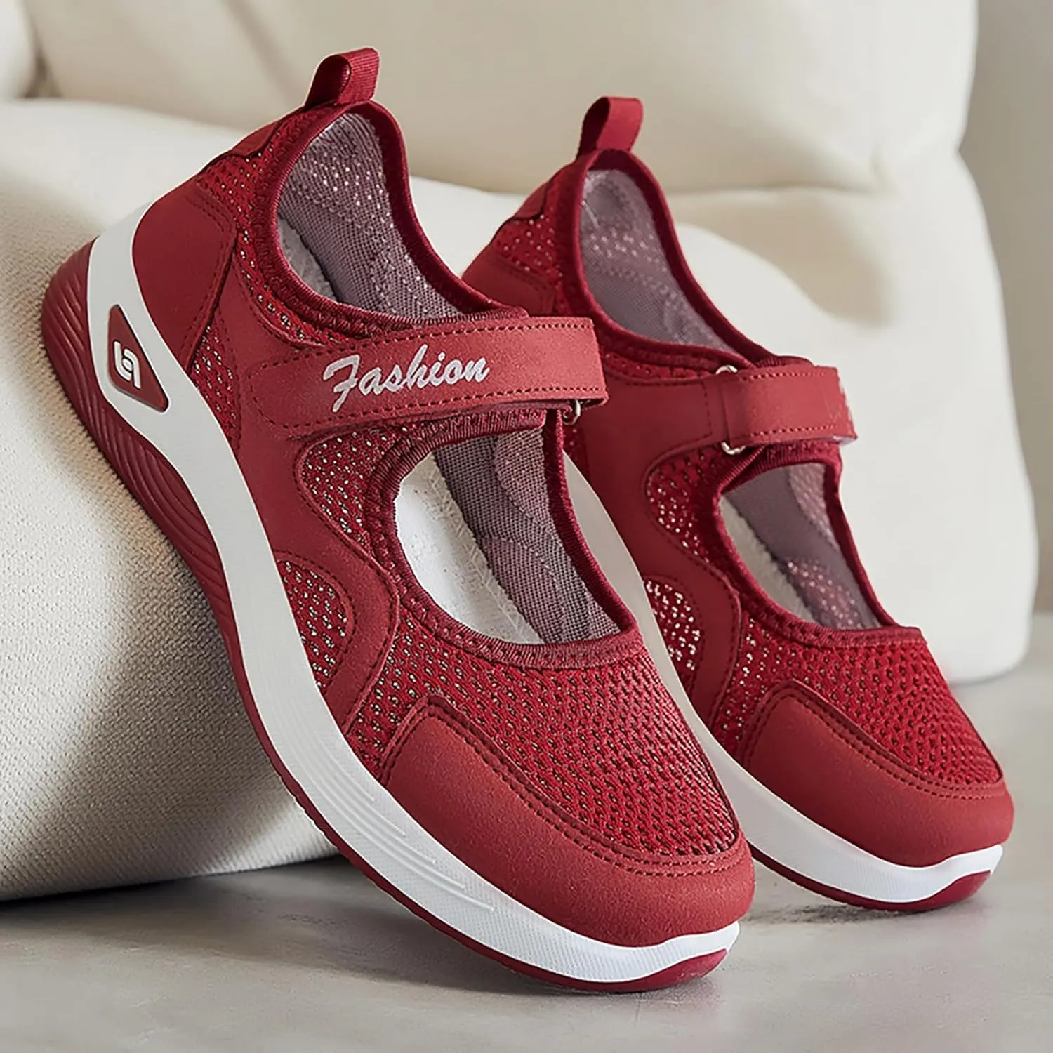 Summer Walking Shoes Women Non-Slip Adjustable Breathable Wedges Slip-On Sneaker Casual Nursing Orthotic Lightweight Shoes Fashion Arch Support Closed Toe Shoe
