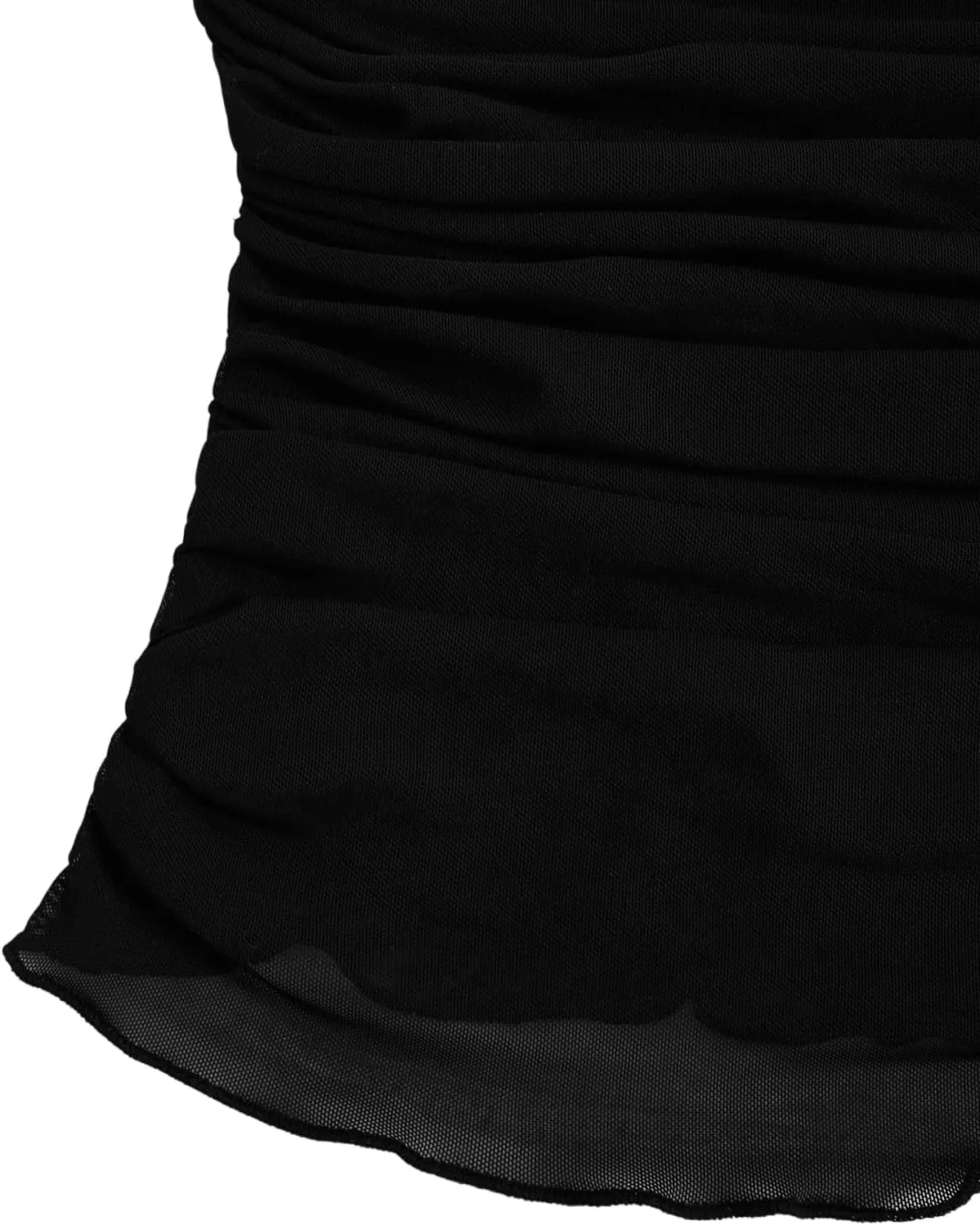 SweatyRocks Women's Ruched Sheer Mesh Strapless Tube Top Sleeveless Slim Fitted Bandeau Top with Scarf