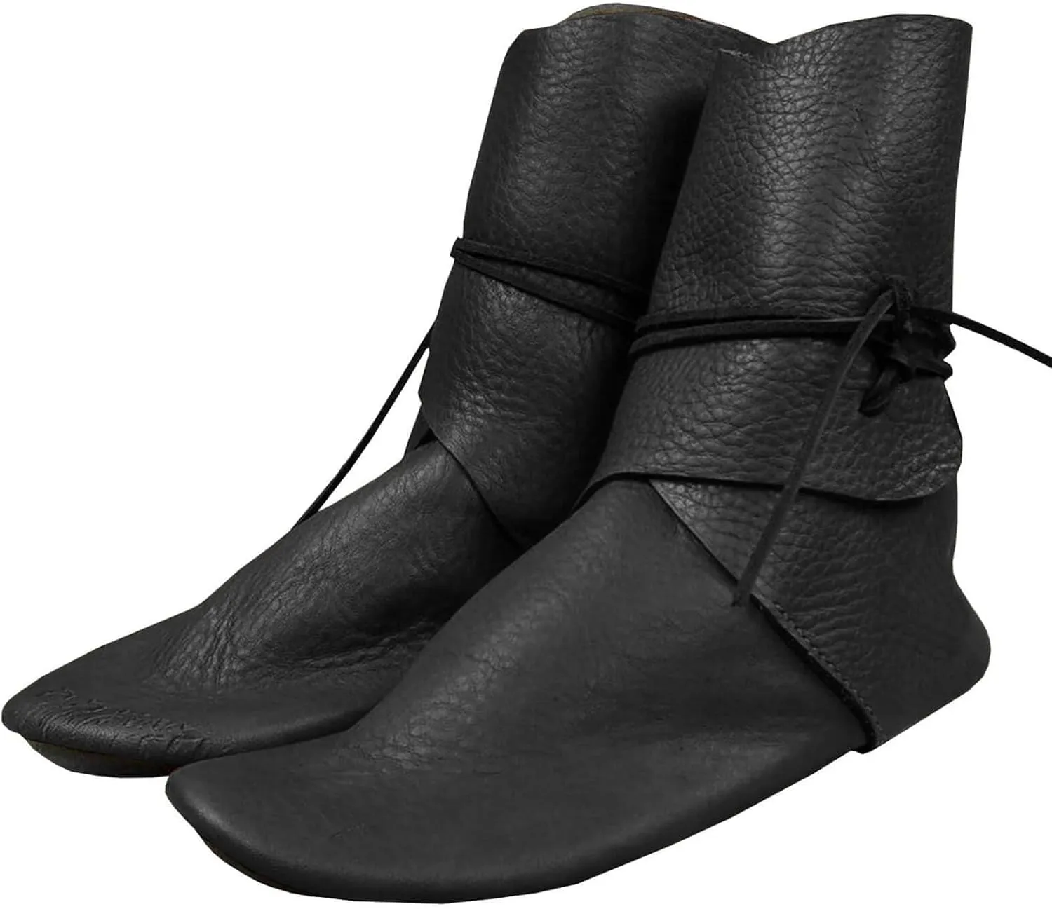 Syktkmx Mens Renaissance Boots Slip on Lace Up Medieval Cosplay Western Pirate Viking Tied Halloween Cuff Shoes