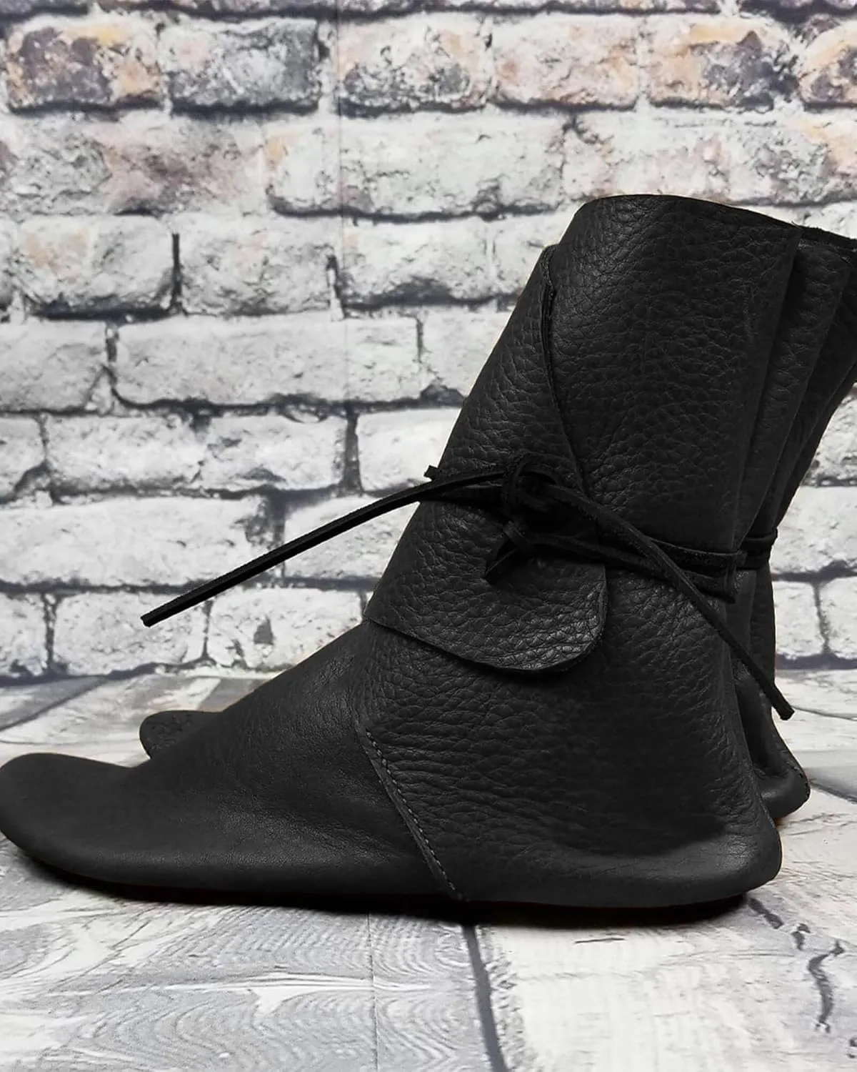 Syktkmx Mens Renaissance Boots Slip on Lace Up Medieval Cosplay Western Pirate Viking Tied Halloween Cuff Shoes