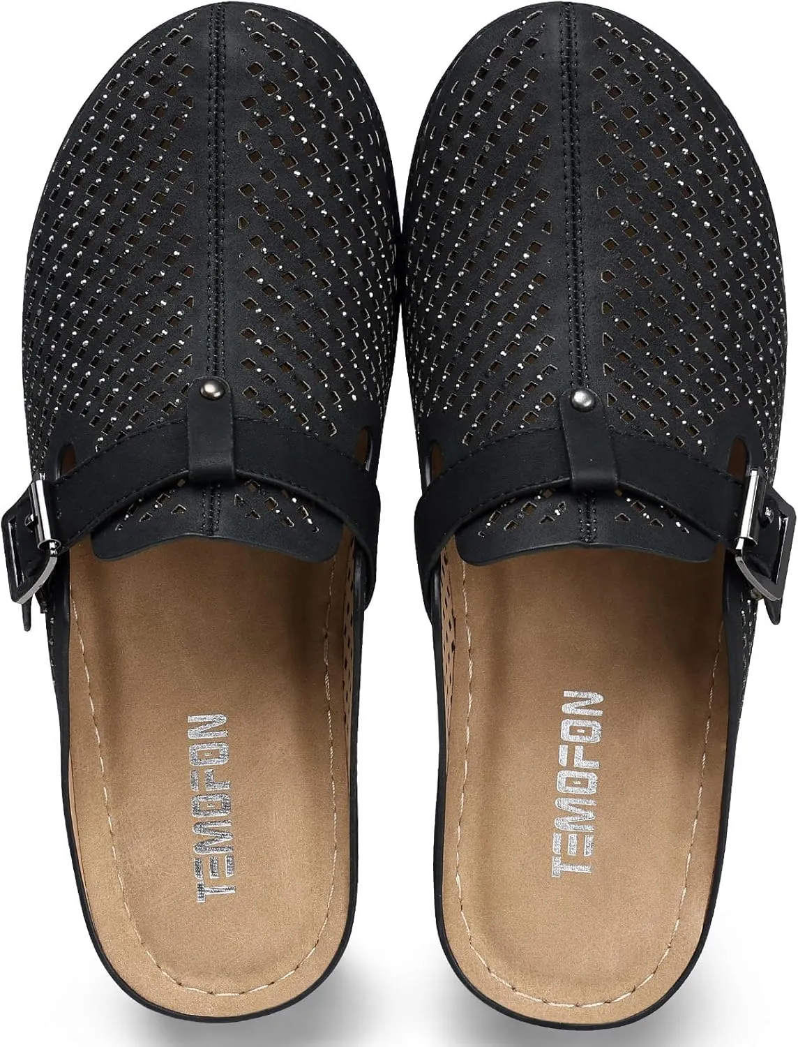 TEMOFON Clogs for Women Mules Slip on: Closed Toe Sandals, Summer Shoes Dressy, Comfortable Walking Wedge Clogs