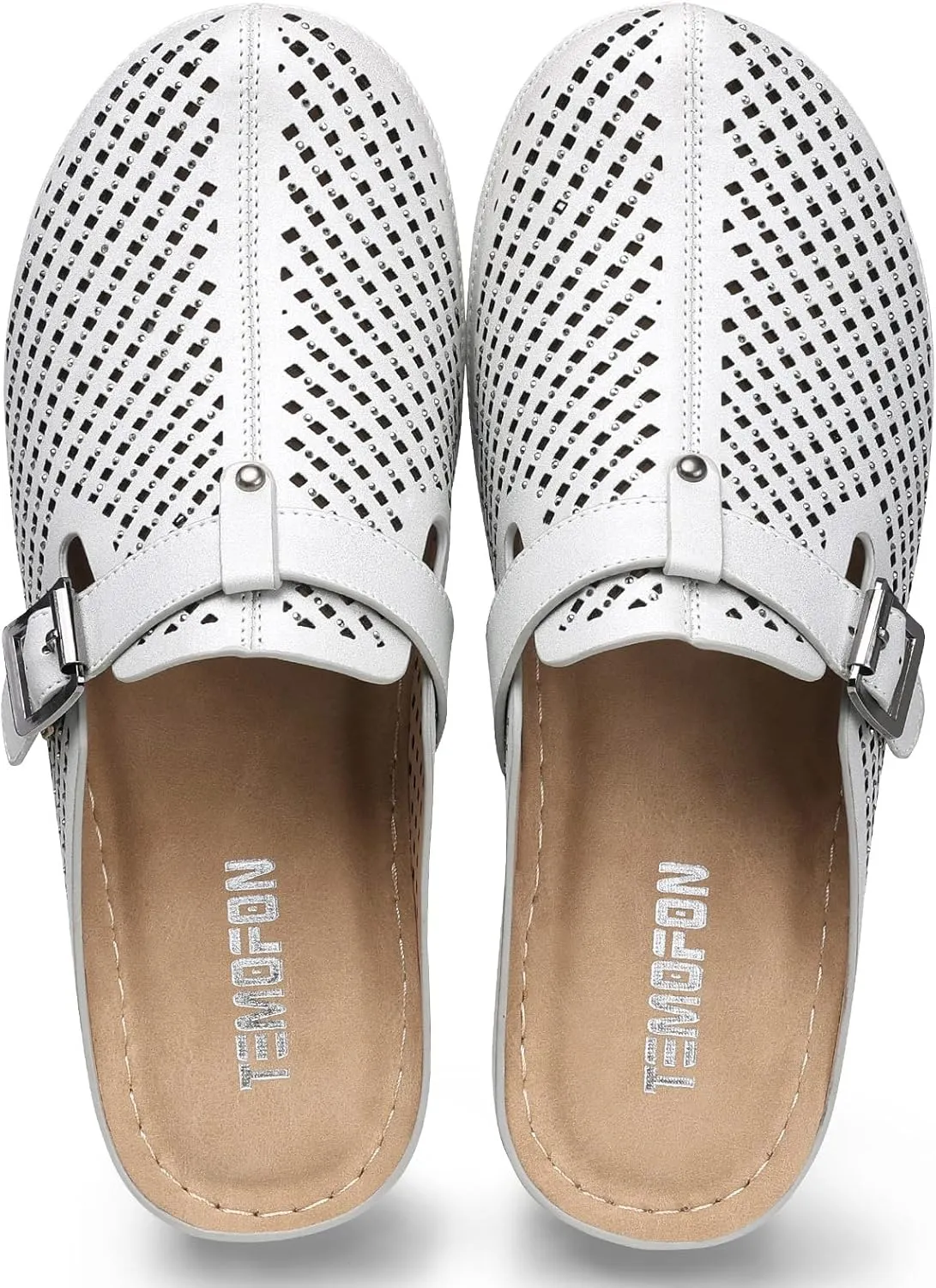 TEMOFON Clogs for Women Mules Slip on: Closed Toe Sandals, Summer Shoes Dressy, Comfortable Walking Wedge Clogs