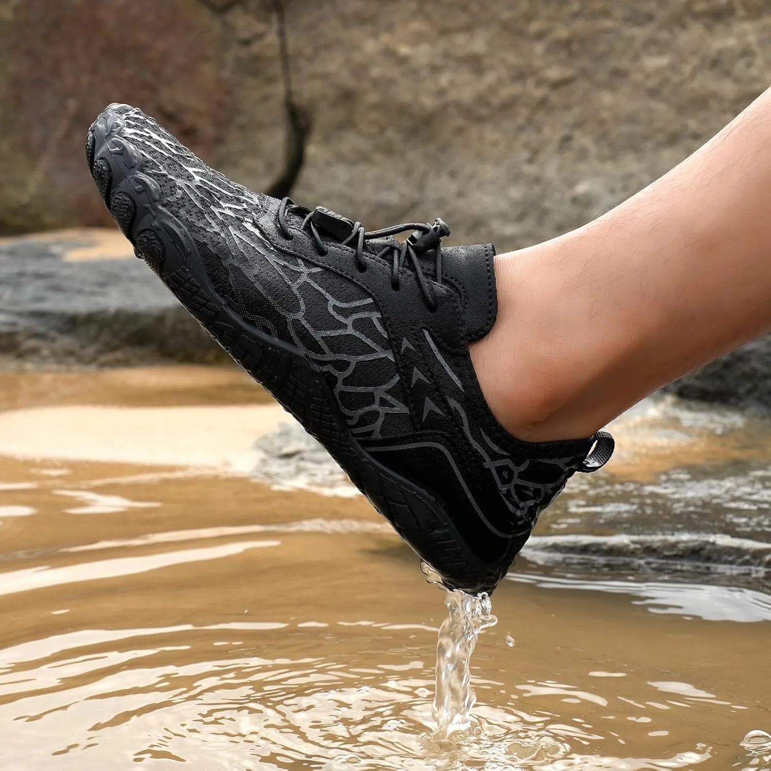 Thatrich Hike Barefoot Shoes for Women Men Wide Toe Box Sneakers Non-Slip Waterproof Comfy Breathable Water Shoe Hiking Travel Athletic Zero Drop Running Grounded Footwear Lightweight Casual Unisex