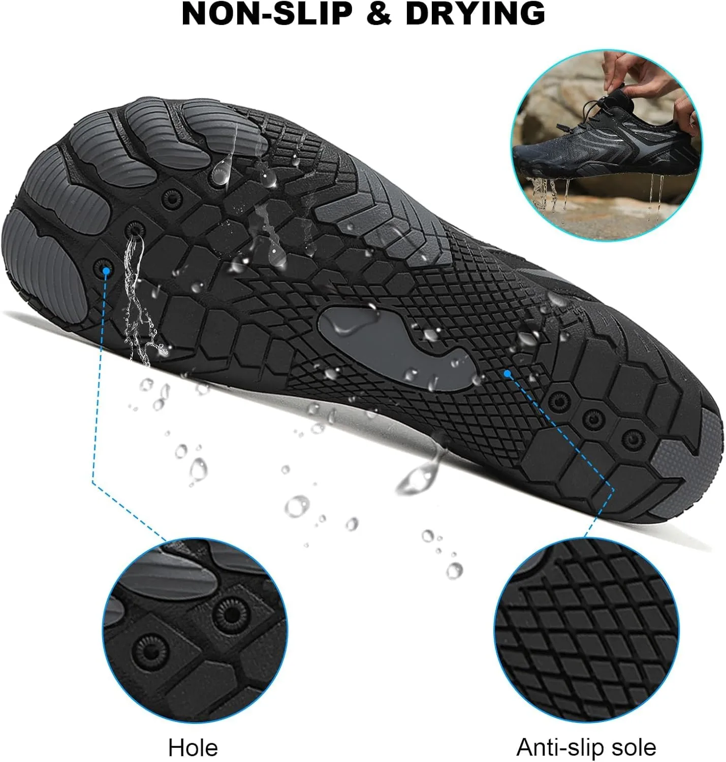 Thatrich Hike Shoes Footwear Womens Barefoot Walking Shoes Slip On Hiking Water Shoe Outdoor Waterproof Grounded Sneakers Wide Toe Box Unisex