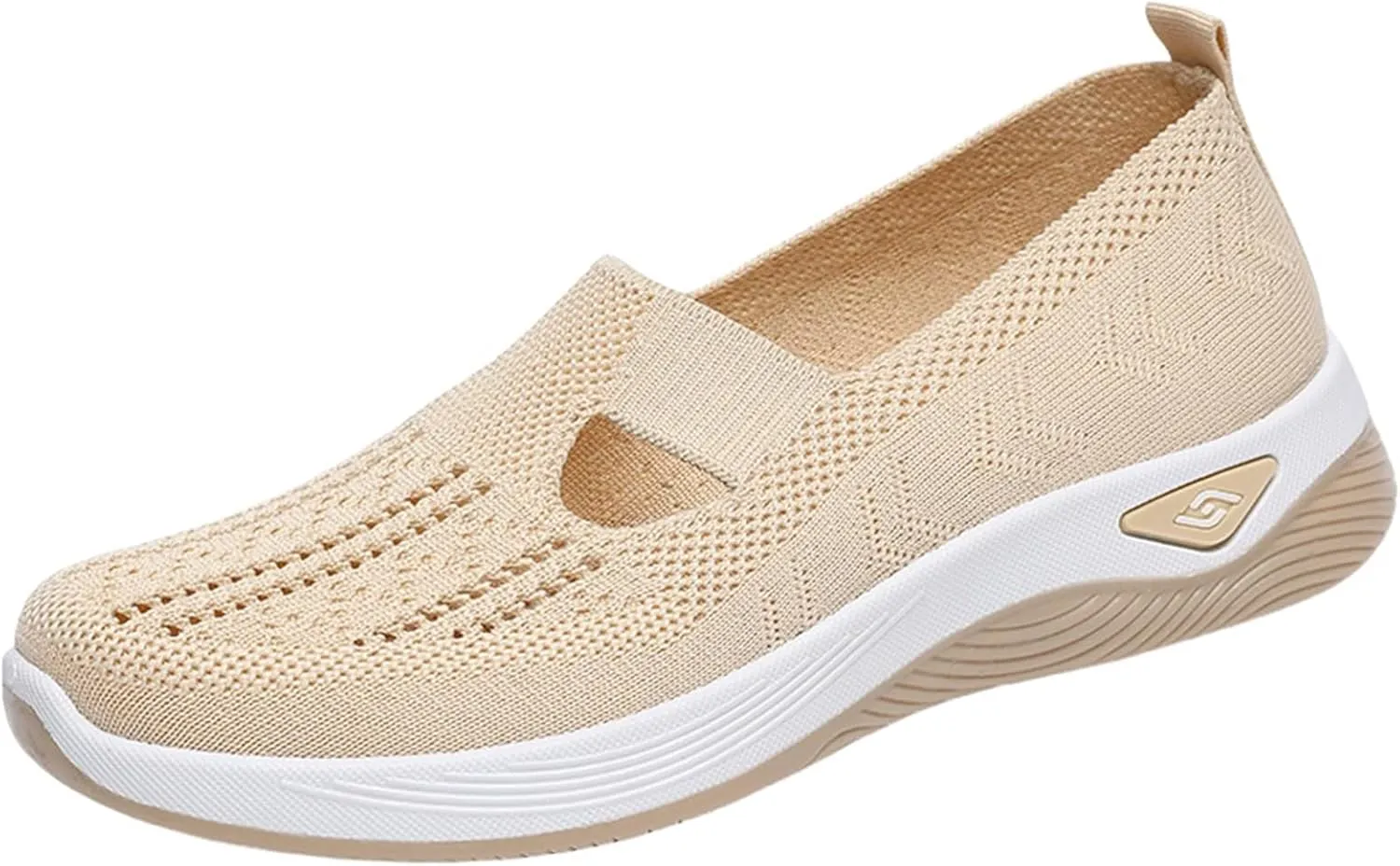 Thatrich Womens Orthopedic Sneakers Slip on Walking Shoes Breathable Soft Woven Shoe Non-Slip Mesh Up Footwear Lightweight Comfortable Arch Support Sneaker