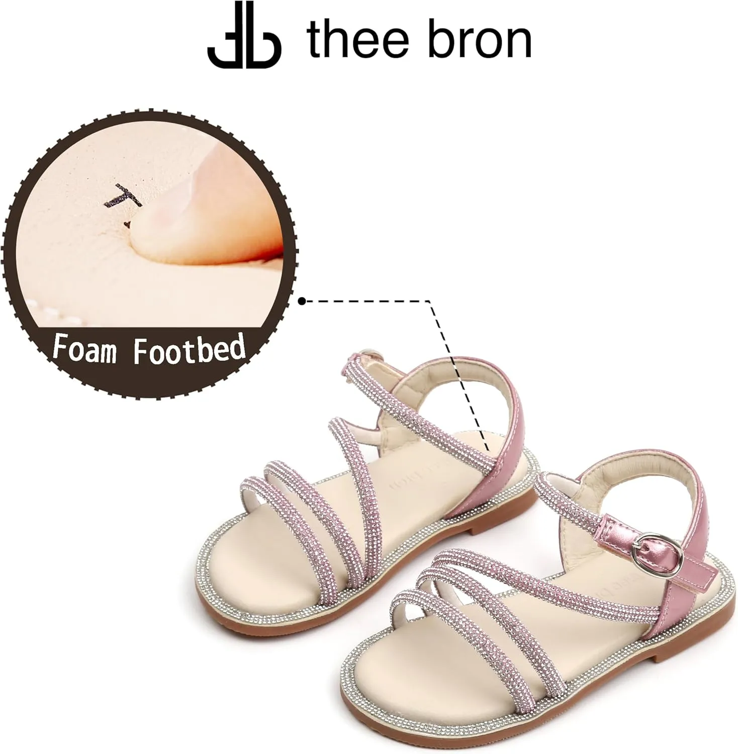 THEE BRON Toddler Girls Dress Sandals Kids Butterfly Floral Summer Sandalias Shoes