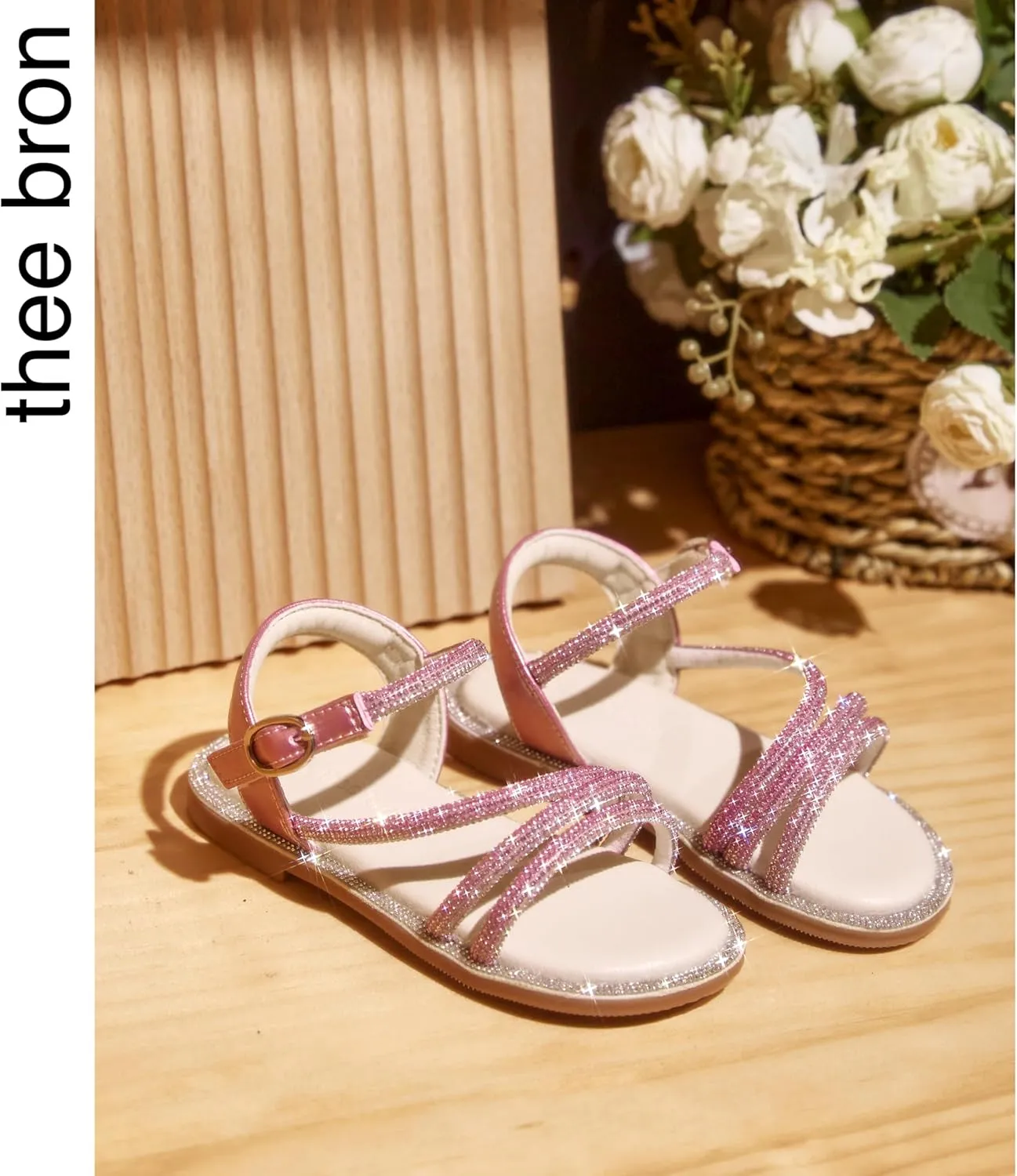 THEE BRON Toddler Girls Dress Sandals Kids Butterfly Floral Summer Sandalias Shoes