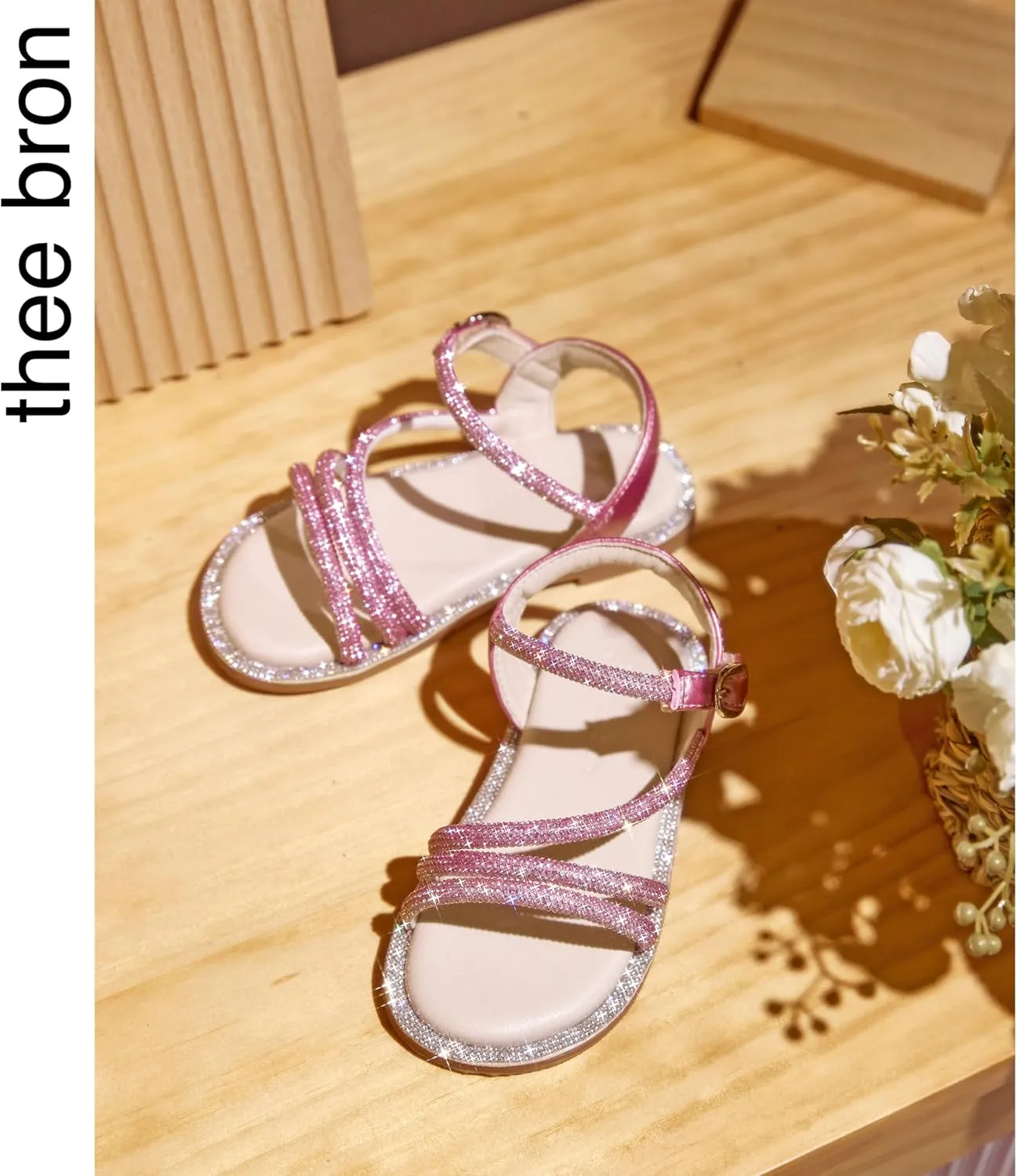 THEE BRON Toddler Girls Dress Sandals Kids Butterfly Floral Summer Sandalias Shoes