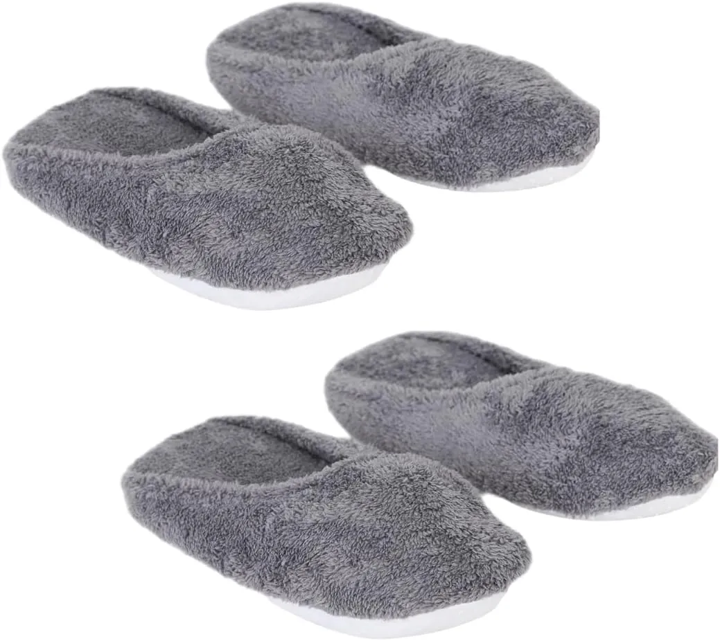 THIRSTY TOWELS Cloud 9 Turkish Spa Slippers, Cozy Plush Lounging Mules, Non-Slip, Washable 2-Pack, Holiday Gift, Stocking Stuffer