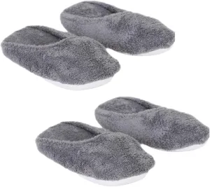 THIRSTY TOWELS Cloud 9 Turkish Spa Slippers, Cozy Plush Lounging Mules, Non-Slip, Washable 2-Pack, Holiday Gift, Stocking Stuffer
