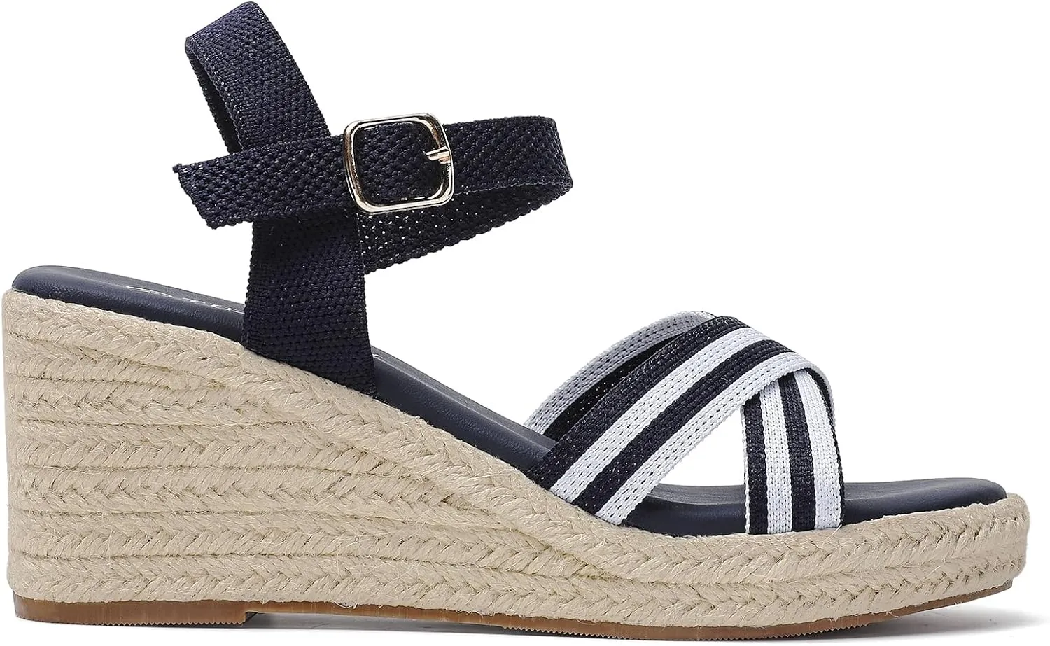 Tilocow Espadrilles Wedges for Women Knit Platform Heels Open Toe Ankle Strap Sandals Beach Casual Dress Shoes