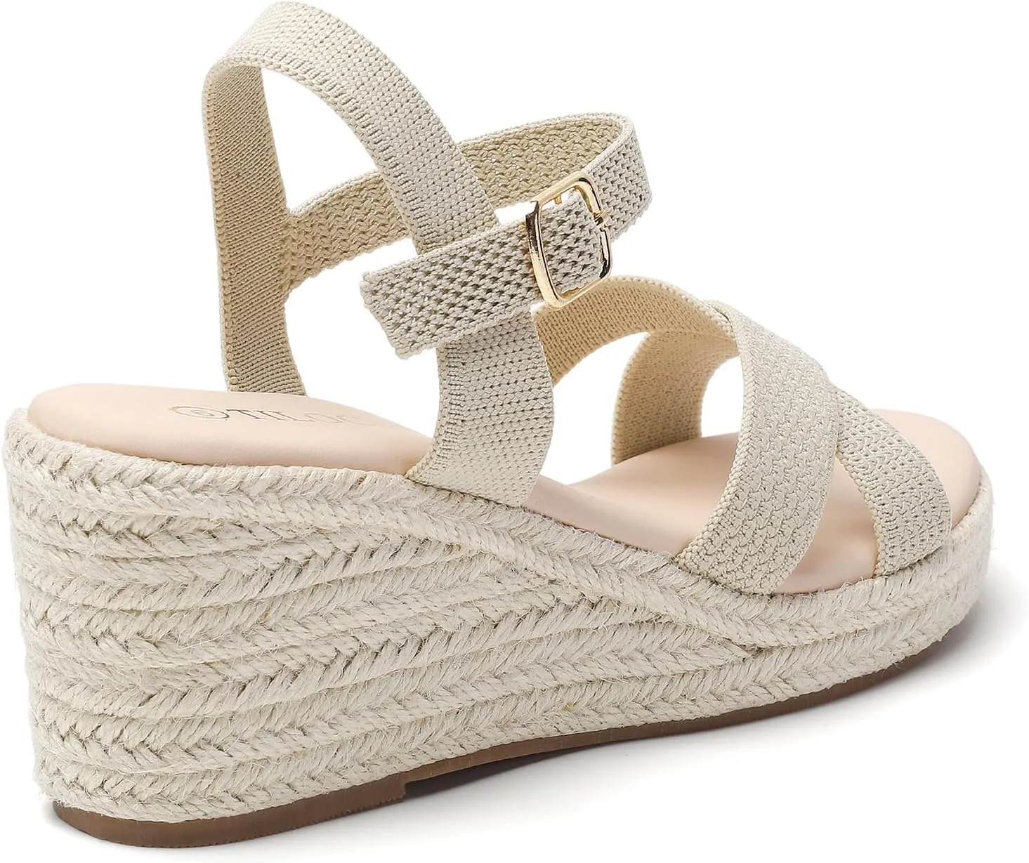 Tilocow Espadrilles Wedges for Women Knit Platform Heels Open Toe Ankle Strap Sandals Beach Casual Dress Shoes