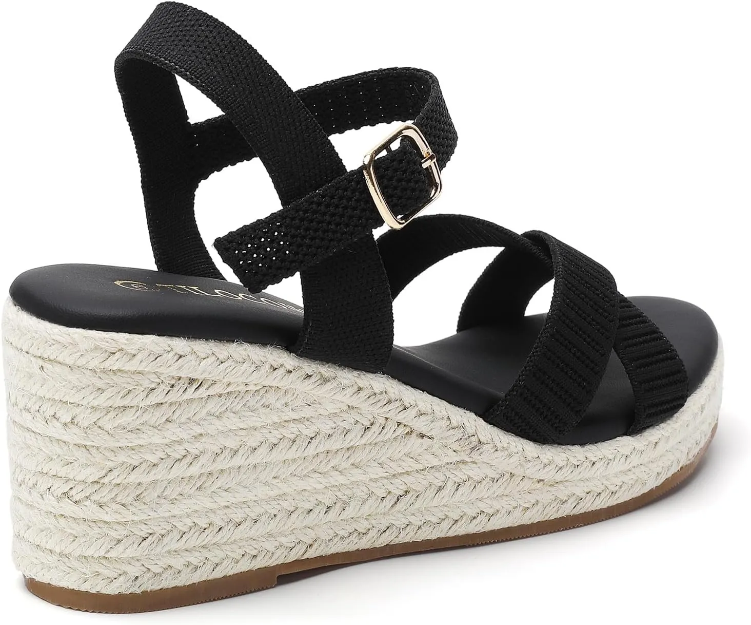 Tilocow Espadrilles Wedges for Women Knit Platform Heels Open Toe Ankle Strap Sandals Beach Casual Dress Shoes