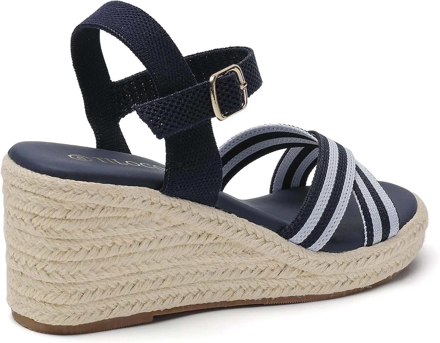 Tilocow Espadrilles Wedges for Women Knit Platform Heels Open Toe Ankle Strap Sandals Beach Casual Dress Shoes